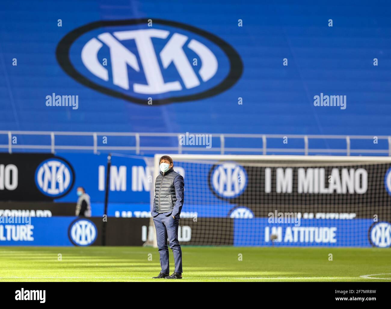 Milan, Italie. 07e avril 2021. Entraîneur en chef du FC Internazionale Antonio Conte vu pendant la série UN match de football 2020/21 entre le FC Internazionale et Sassuolo au stade San Siro.(score final; FC Internazionale 2:1 Sassuolo) (photo de Fabrizio Carabelli/SOPA Images/Sipa USA) Credit: SIPA USA/Alay Live News Banque D'Images