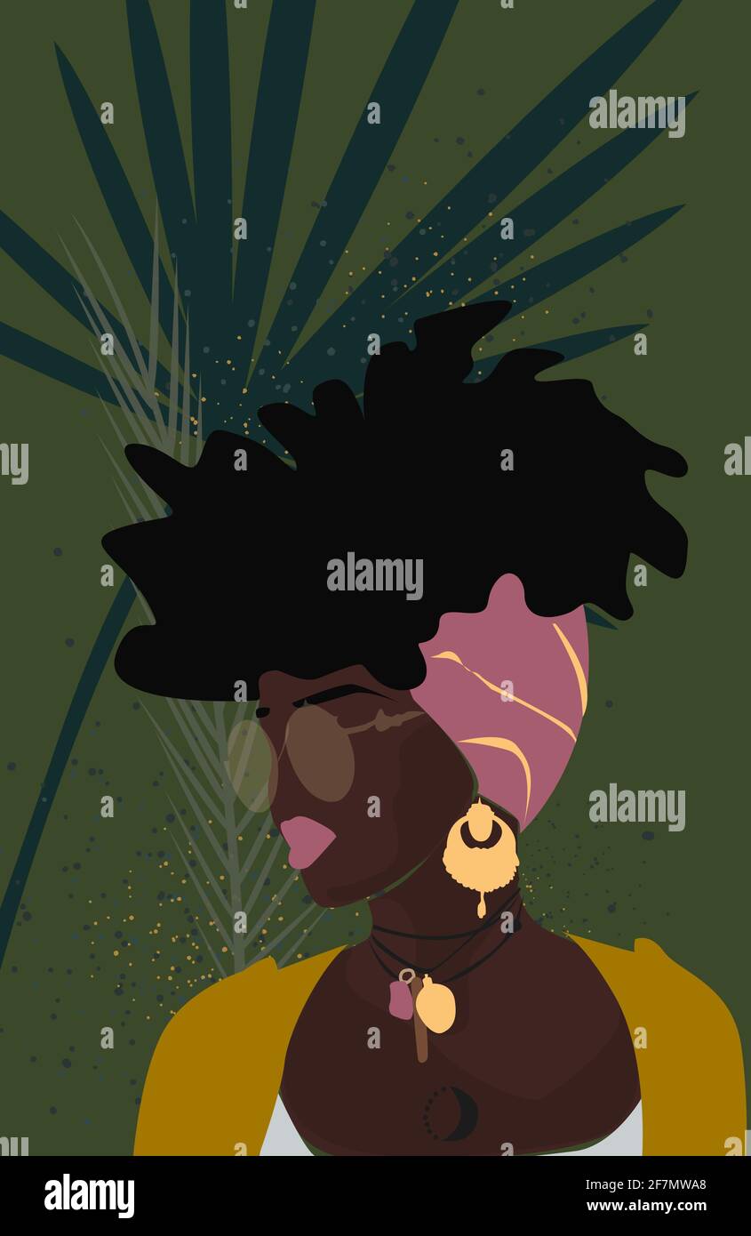 affiche avec une femme noire en turban Illustration de Vecteur