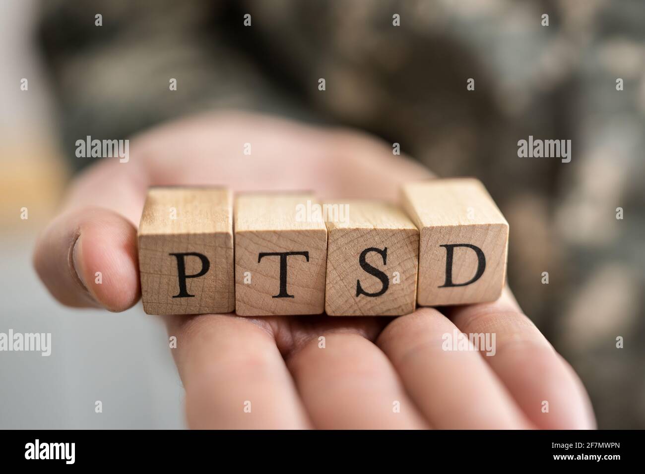 Soldat de l'Armée militaire du SSPT avec trauma et stress Banque D'Images
