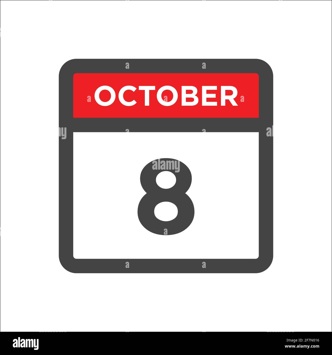 Icône du calendrier d'octobre 8 - jour du mois Illustration de Vecteur