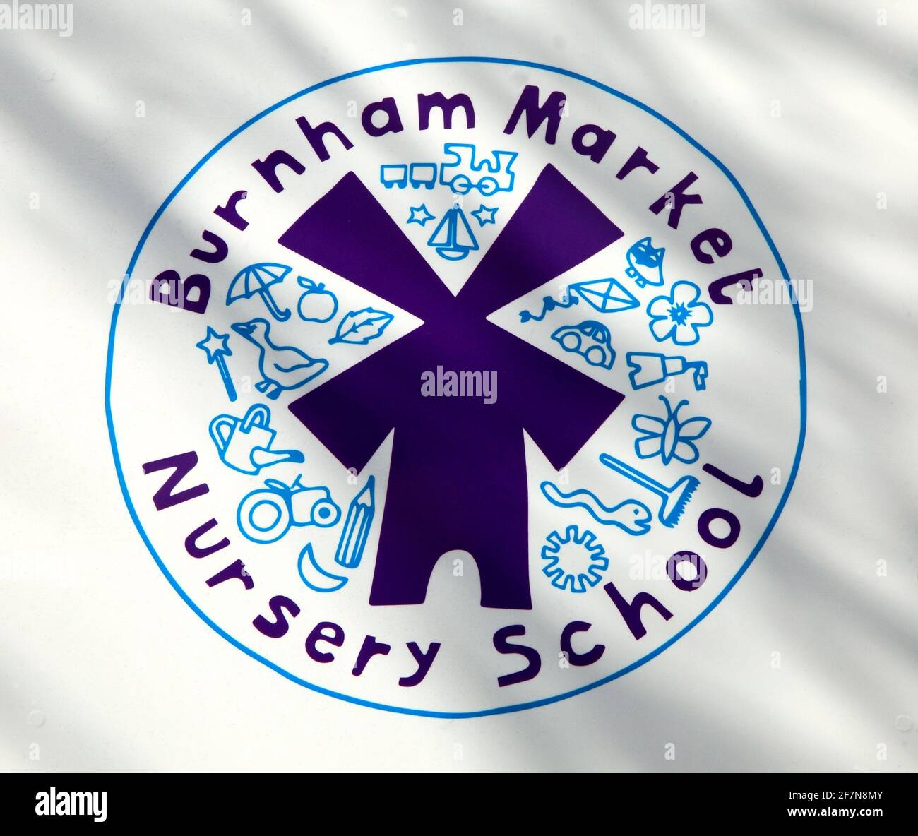Burnham Market nursery School, logo, Norfolk, Angleterre Banque D'Images