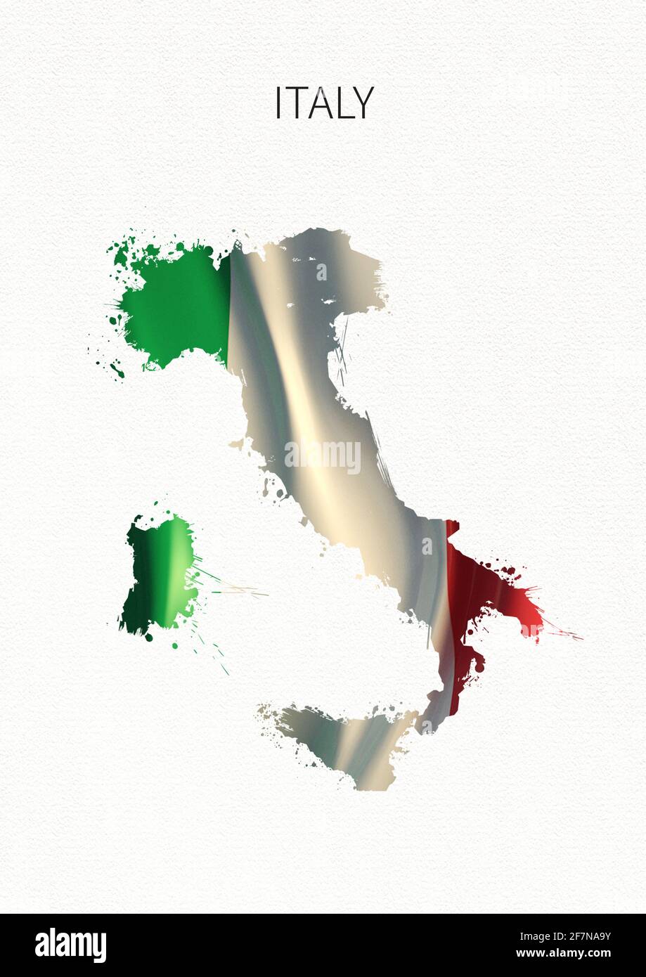 Cartes et drapeaux d'Italie. Symboles nationaux de style aquarelle. Banque D'Images
