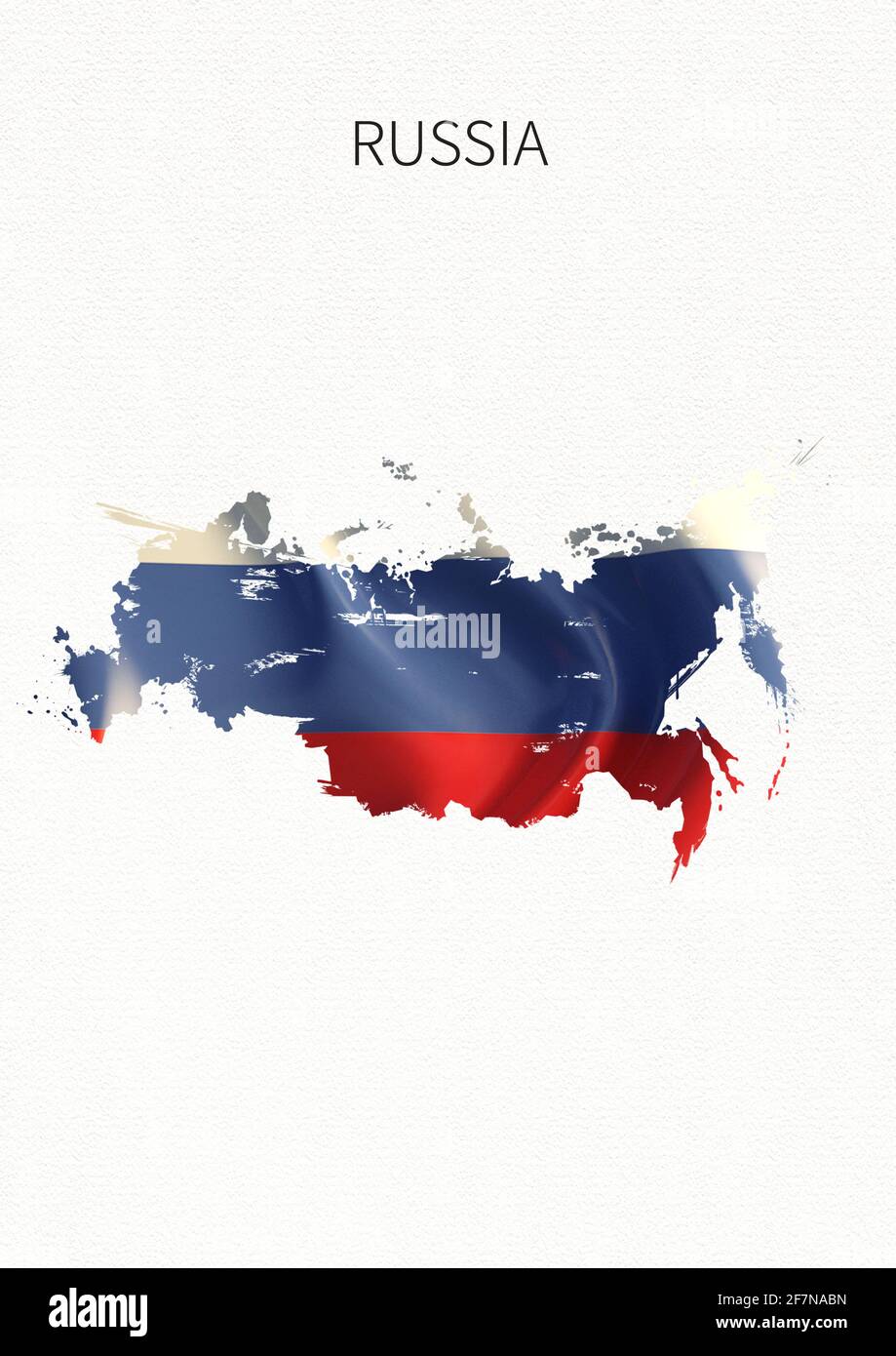 Cartes et drapeaux de la Russie. Symboles nationaux de style aquarelle. Banque D'Images
