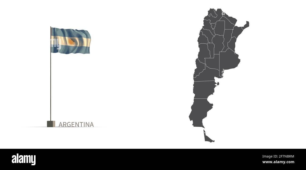 Carte de l'Argentine. Carte grise du pays et vecteur d'illustration 3d du drapeau. Illustration de Vecteur Carte de l'Argentine. Carte grise du pays et vecteur d'illustration 3d du drapeau. Illustration de Vecteur