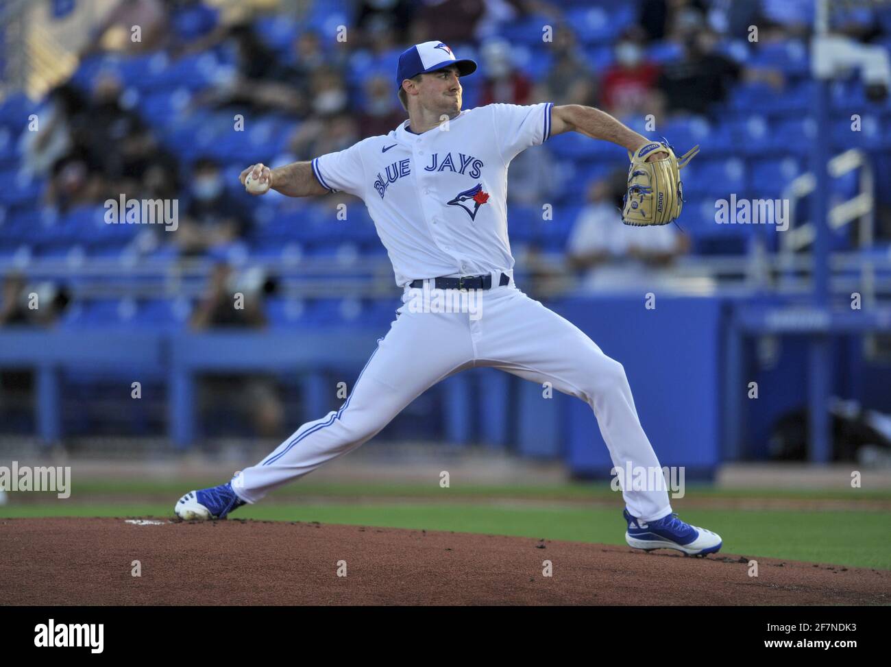 Dunedin, États-Unis. 08 avril 2021. Les Blue Jays de Toronto débutent Ross Stripling contre les Anges de Los Angeles lors du premier repas au TD Ballpark à Dunedin, en Floride, le jeudi 8 avril 2021. Photo de Steven J. Nesius/UPI crédit: UPI/Alamy Live News Banque D'Images