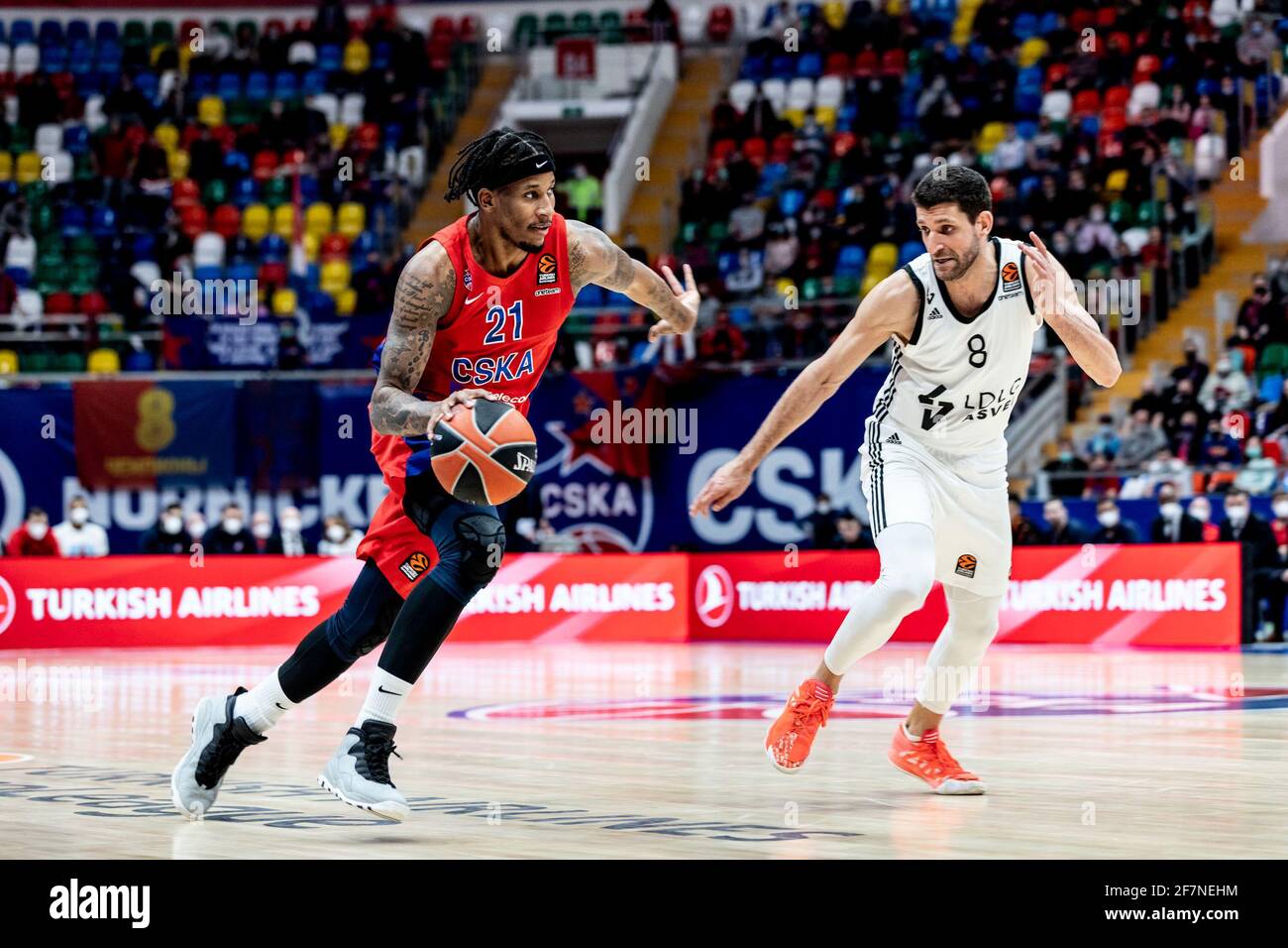 Will Clyburn, #21 de CSKA Moscou joue contre LDLC Asvel Villeurbanne pendant le Turque Airlines EuroLeague Round 34 de la saison 2020-2021 à Megasport Arena. (Note finale; CSKA Moscou 88:70 LDLC Asvel Villeurbanne). Banque D'Images