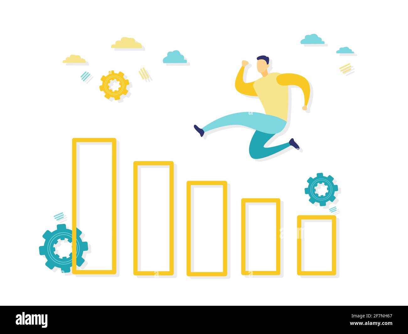 Illustration plate du concept de carte « fast-man ». Illustration simple avec bleu et jaune. Concepts commerciaux et financiers. Illustration de Vecteur