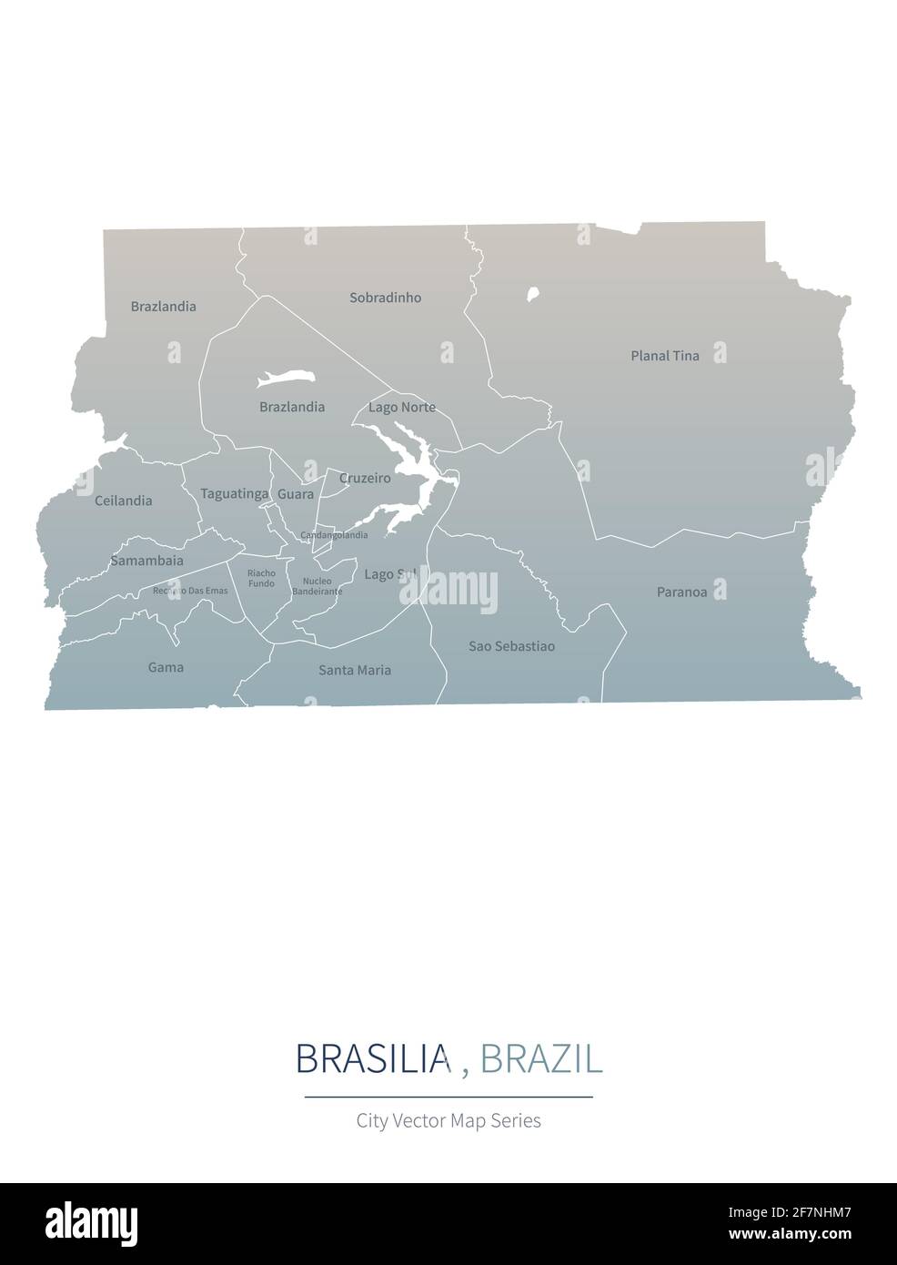 Brasiila carte. Carte vectorielle de la grande ville du Brésil. Illustration de Vecteur