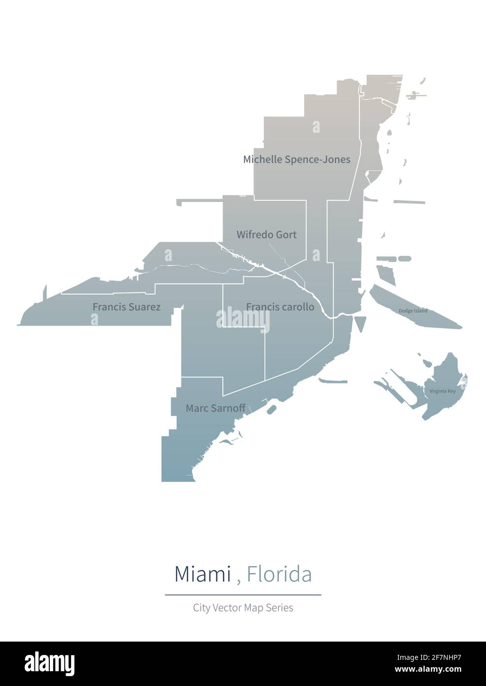 Carte de Miami. Carte vectorielle des principales villes de la Floride, États-Unis Illustration de Vecteur