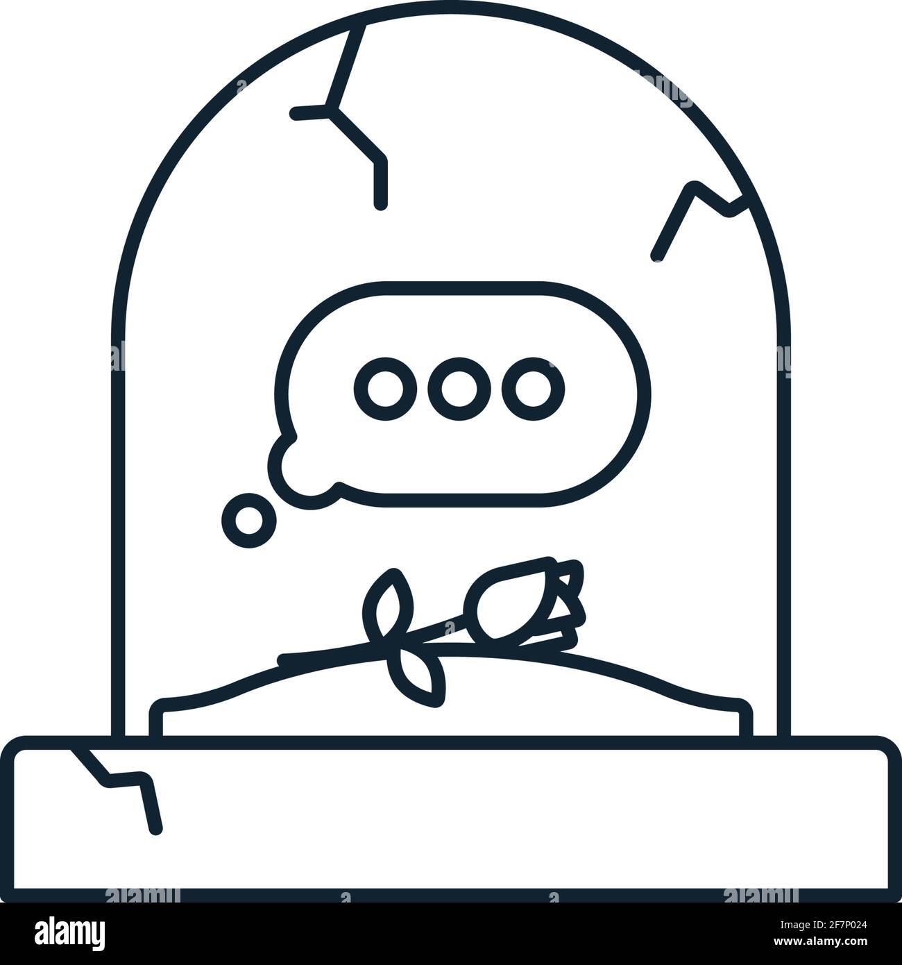 Tombstone avec icône de ligne vectorielle de message de texte vide pour Planifiez votre journée Epitaph le 2 novembre Illustration de Vecteur
