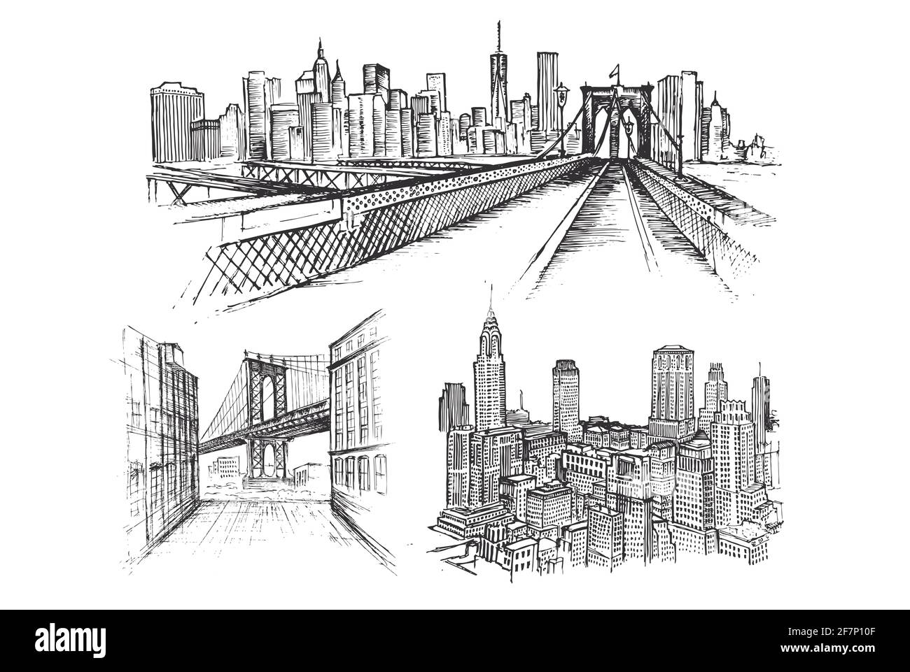 Esquisse de New York, illustrations dessinées à la main, vecteur. Banque D'Images