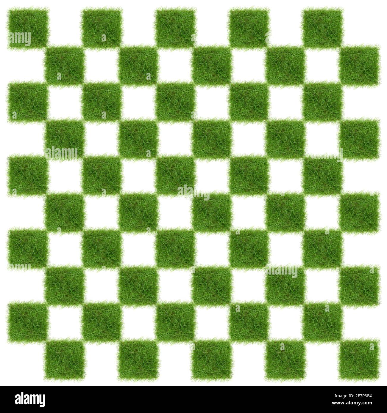 Green Grass Chess Board isolé sur fond blanc - Haut Vue Banque D'Images