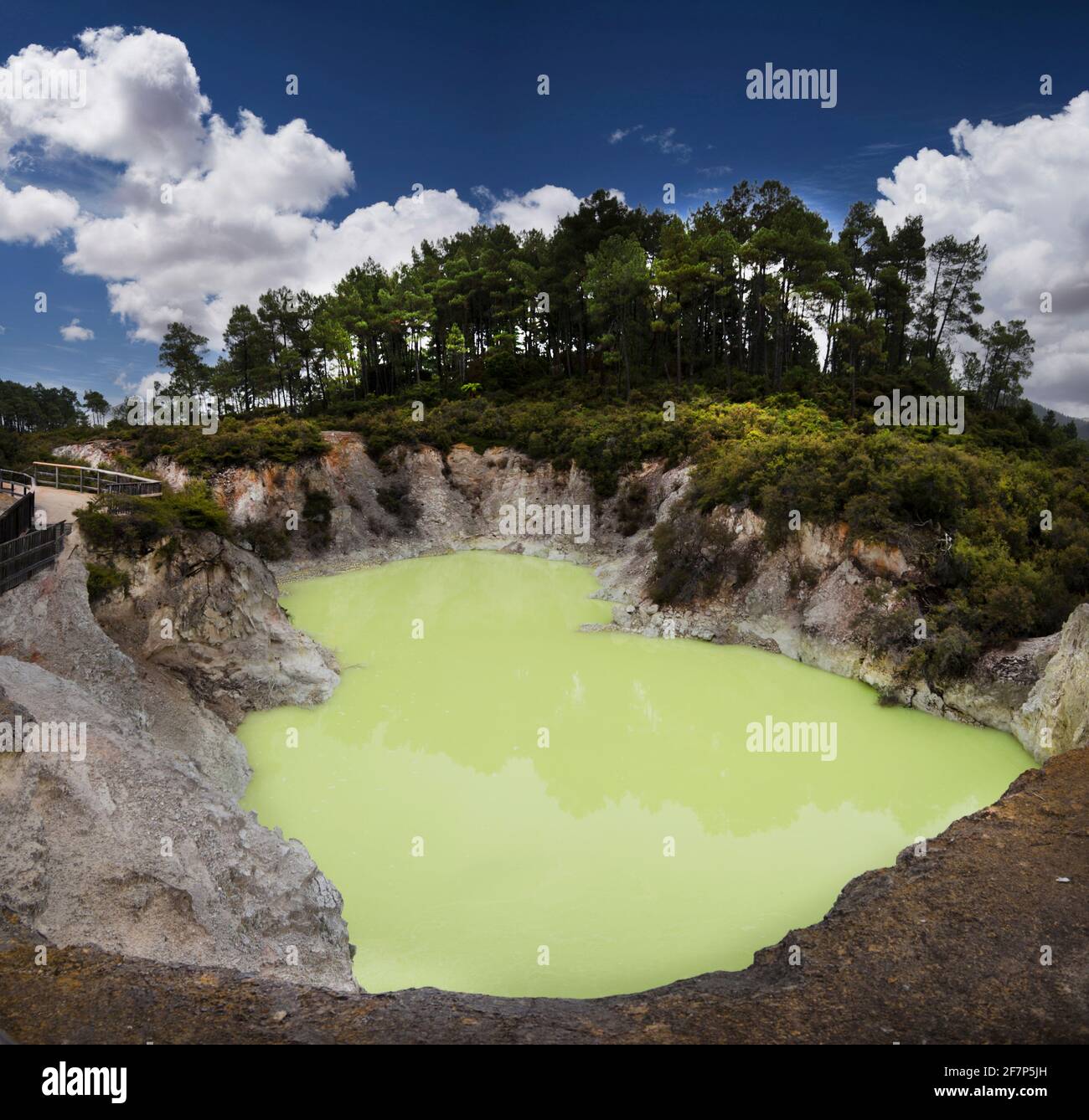 Piscine grotte de Devil's, parc thermal de Wai-O-Tapu, Rotorua, île du nord, Nouvelle-Zélande. Banque D'Images