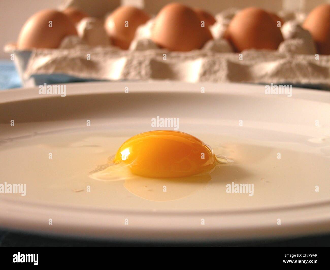 œuf biologique fouetté sur une assiette Banque D'Images