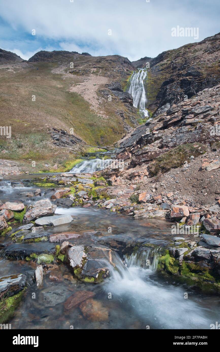 La chute d'eau de Shackleton près de stromness, dans le sud de la géorgie antarctique insulaire Banque D'Images
