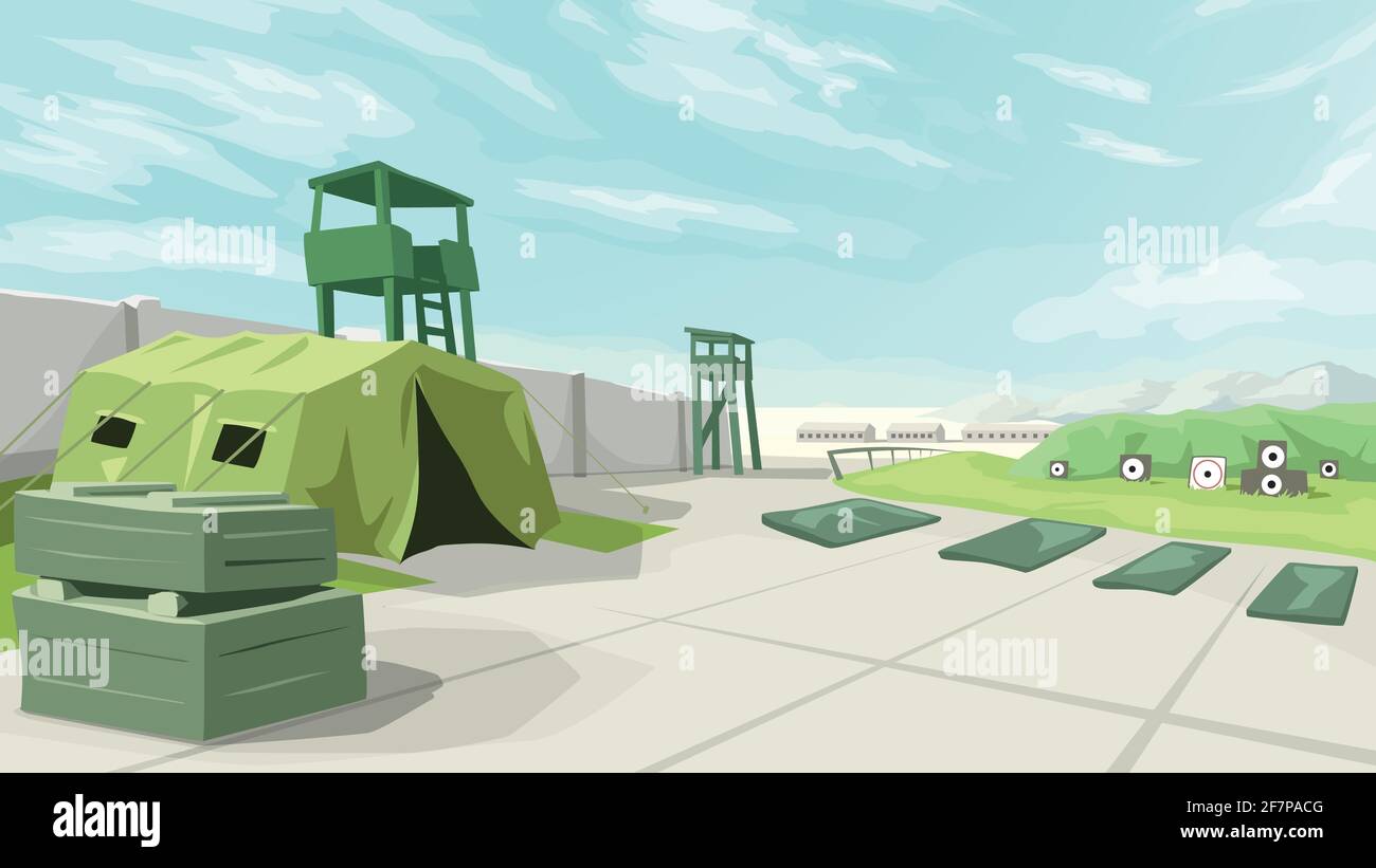 grande base d'entraînement militaire de couleur verte Illustration de Vecteur