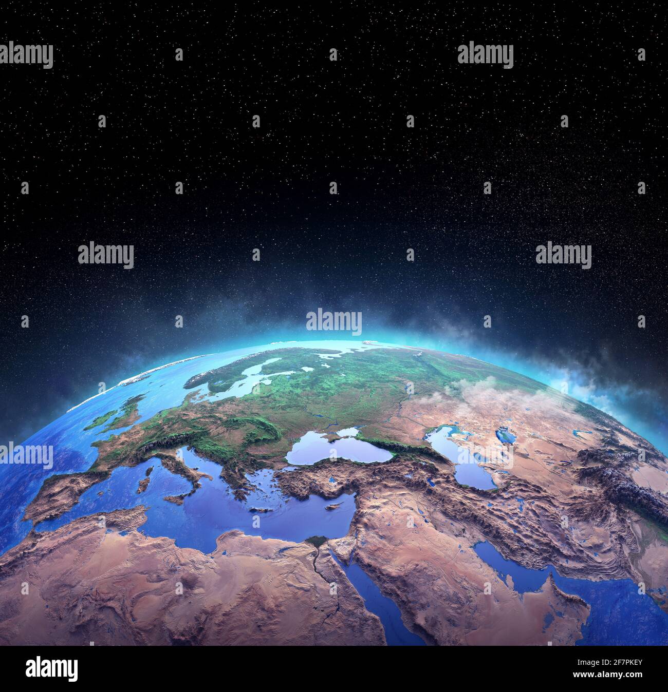 Surface de la planète Terre, vue satellite haute en détail du monde depuis l'espace. Illustration 3D - éléments de cette image fournis par la NASA Banque D'Images