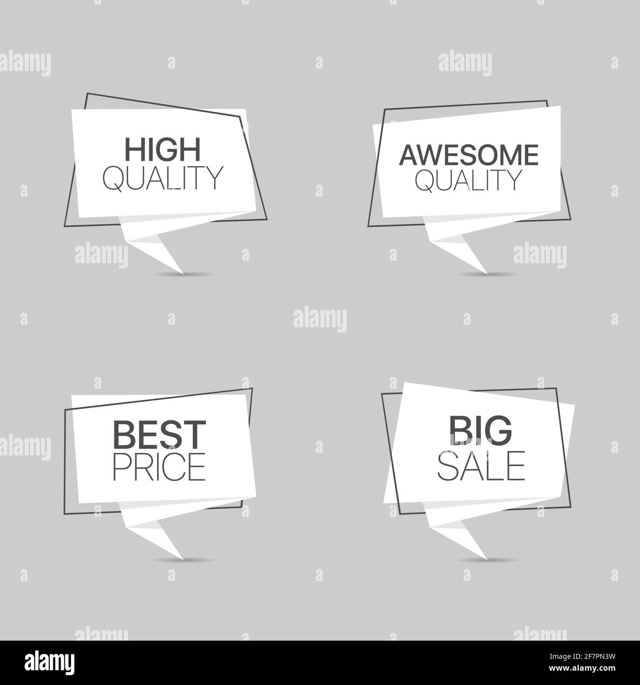 Ensemble d'étiquettes tendance en papier blanc Illustration de Vecteur