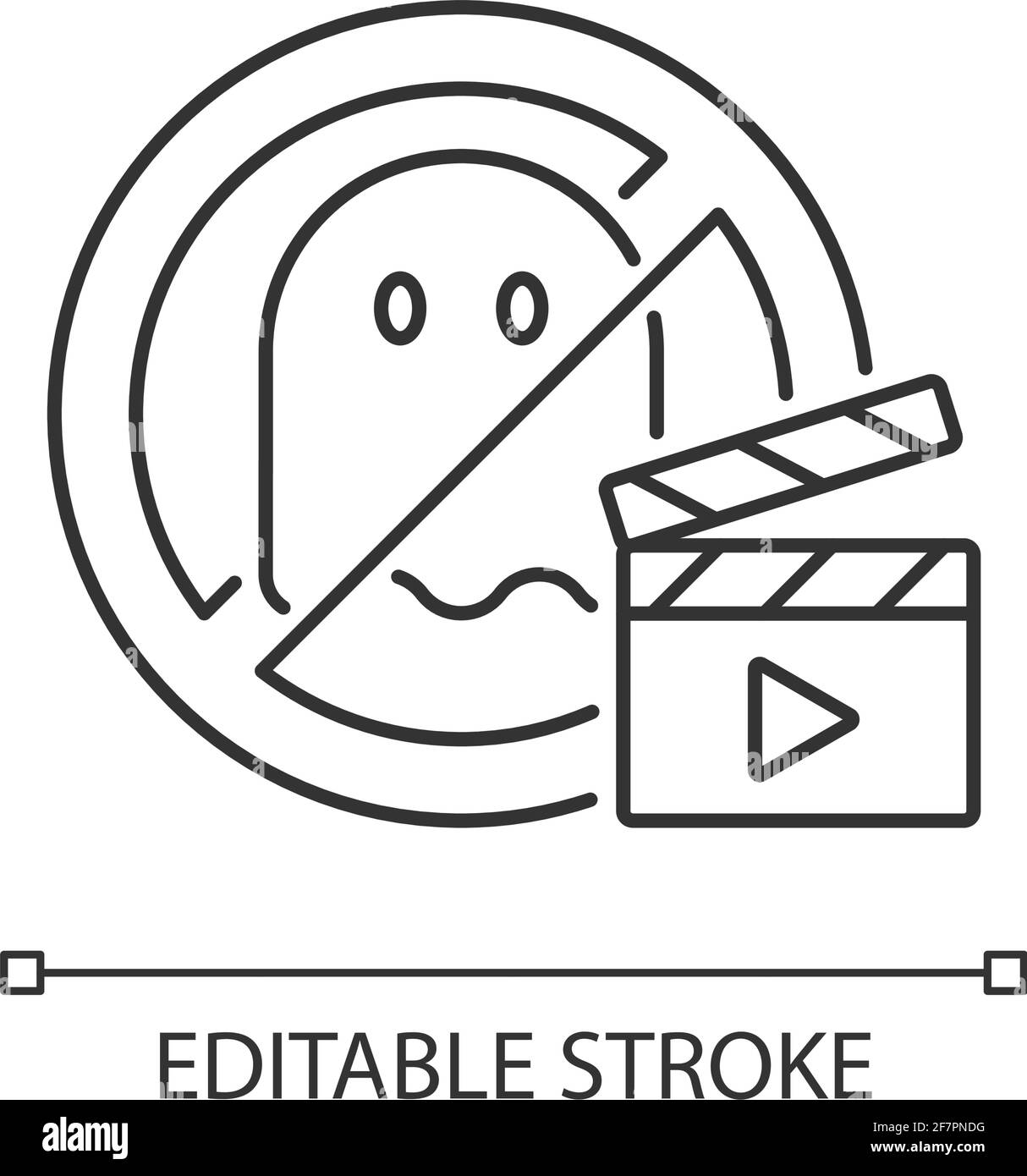 Pas d'icône linéaire de films d'horreur Illustration de Vecteur