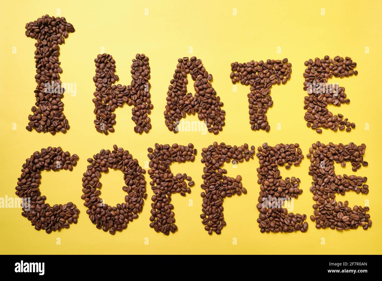 Je déteste le café. Mots de grains de café Banque D'Images
