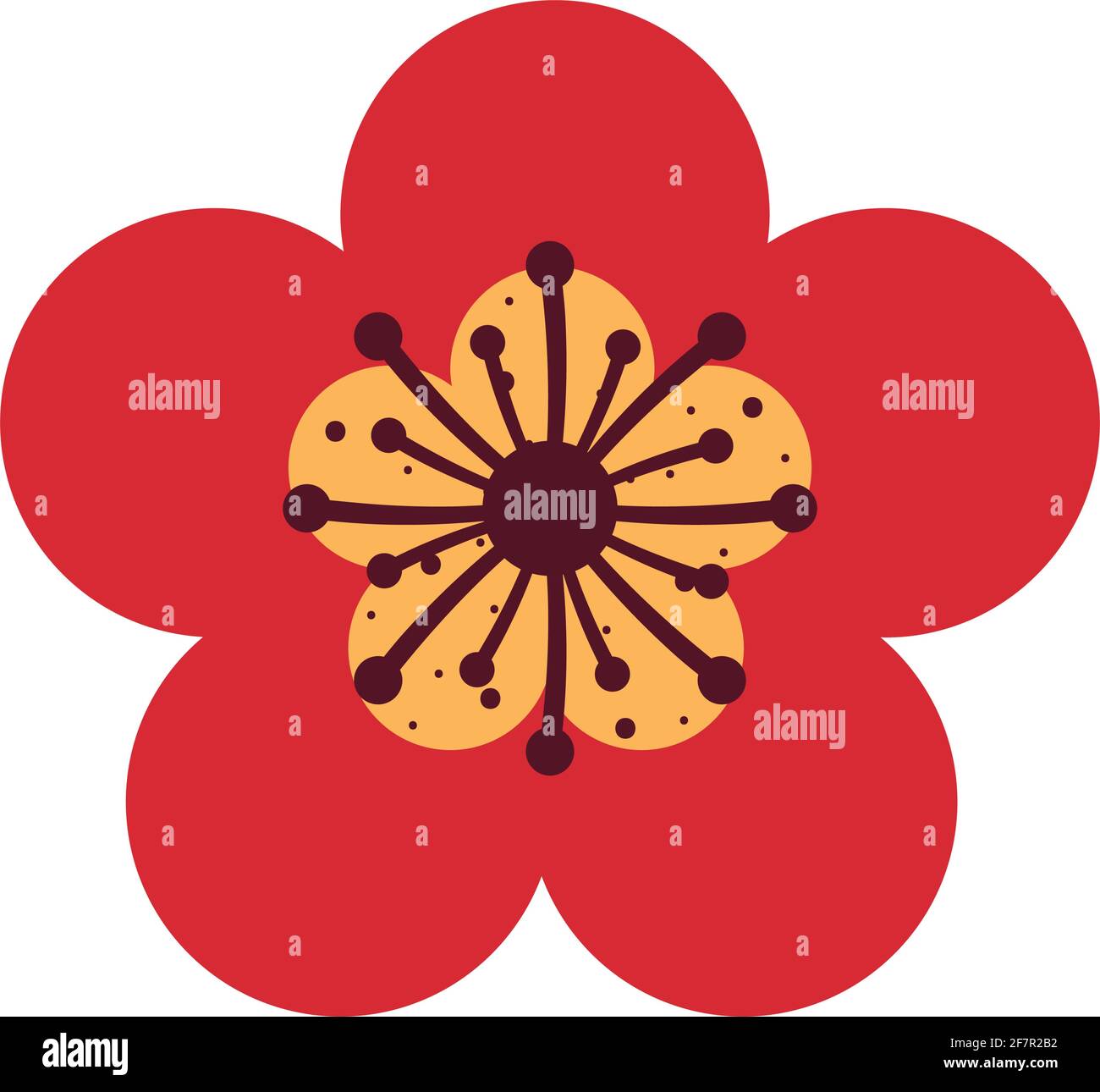 fleur chinoise rouge Illustration de Vecteur