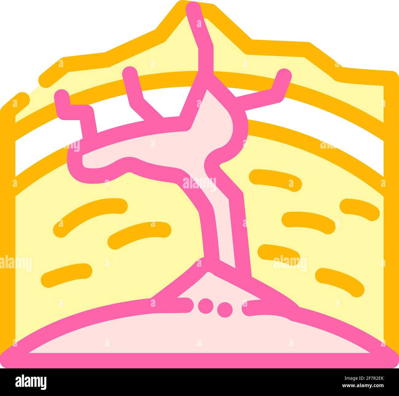 illustration vectorielle de l'icône de couleur du processus de formation volcano Illustration de Vecteur