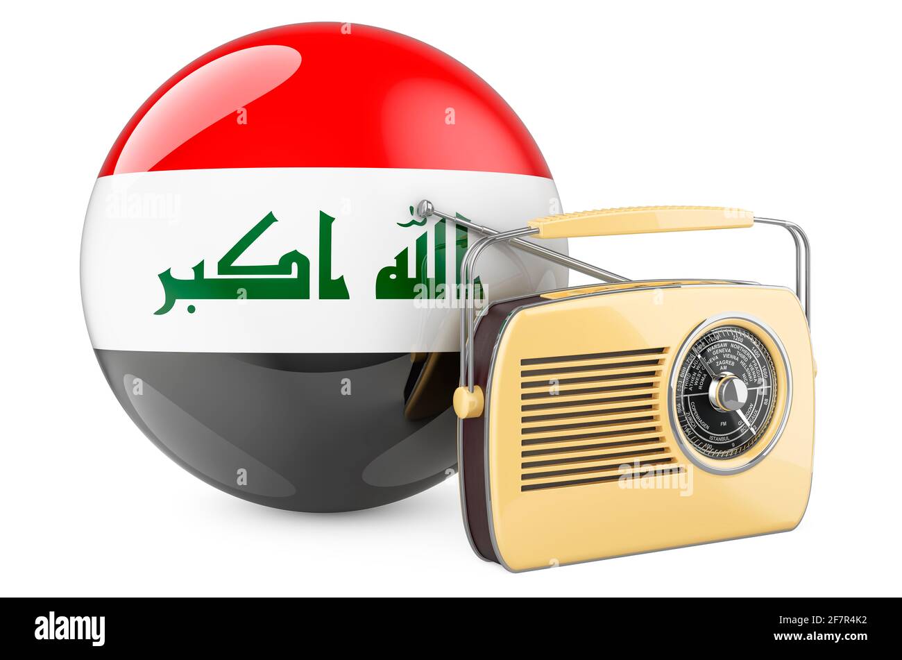 Concept de radiodiffusion en Irak. Récepteur radio avec drapeau iraquien.  Rendu 3D isolé sur fond blanc Photo Stock - Alamy