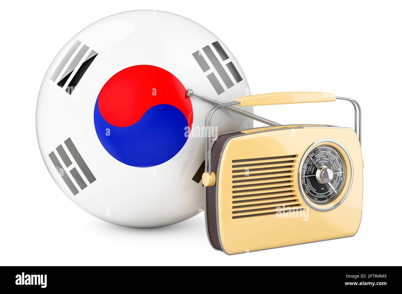 Radio radiodiffusion en Corée du Sud concept. Récepteur radio avec drapeau  sud-coréen. Rendu 3D isolé sur fond blanc Photo Stock - Alamy