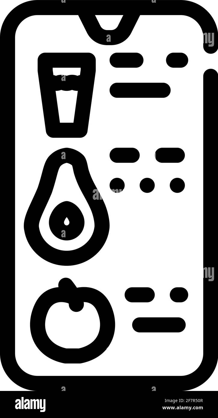 illustration vectorielle de l'icône de la ligne d'application de comptage mangée Illustration de Vecteur