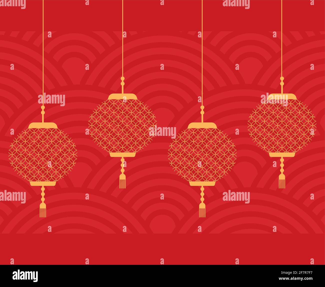 icônes de lampes chinoises Illustration de Vecteur