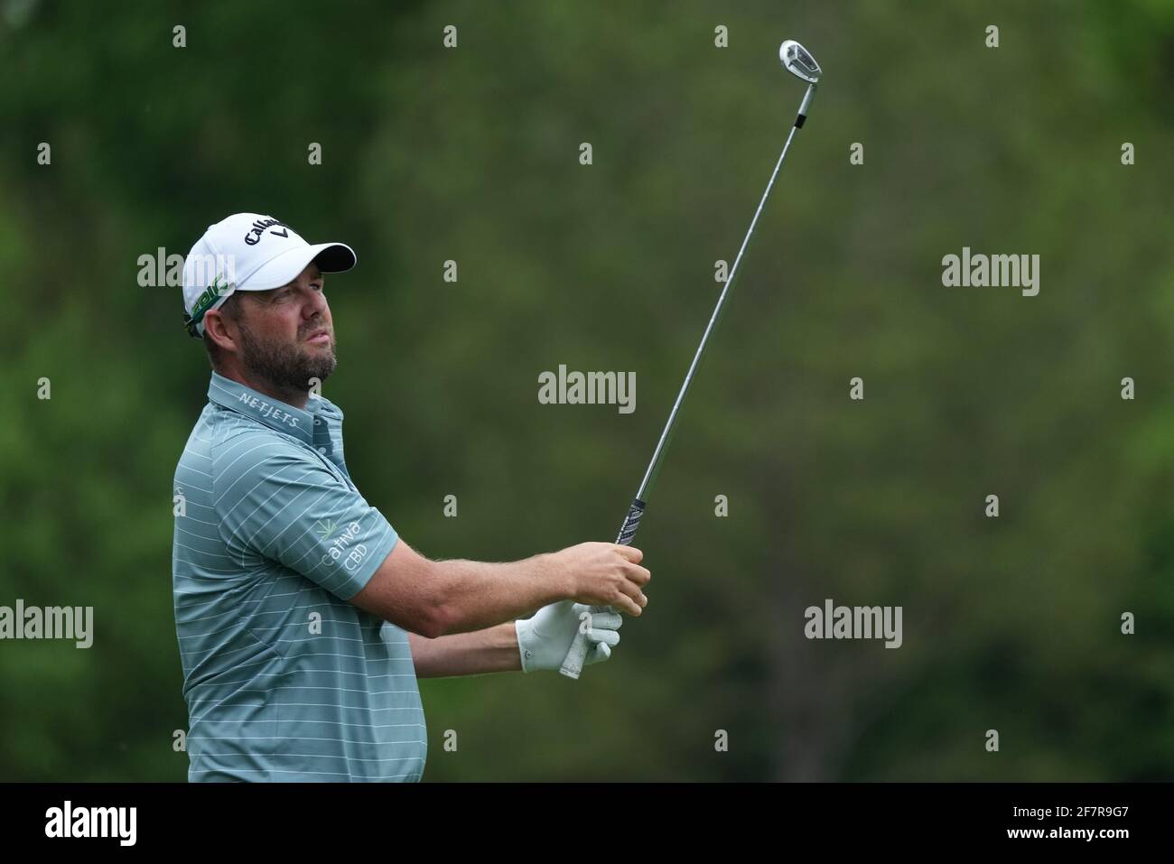 Augusta, États-Unis. 09e avril 2021. Marc Leishman débarque sur le douzième trou lors de la deuxième partie du tournoi de Masters 2021 au club de golf national d'Augusta, Géorgie, le vendredi 9 avril 2021. Photo de Kevin Dietsch/UPI crédit: UPI/Alay Live News Banque D'Images