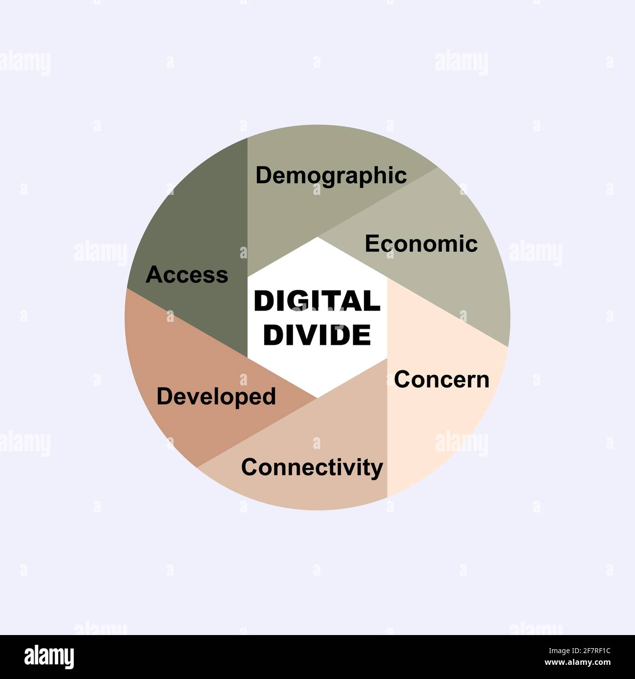 Concept de diagramme avec texte et mots-clés Digital Divide. EPS 10 isolé sur fond blanc Illustration de Vecteur