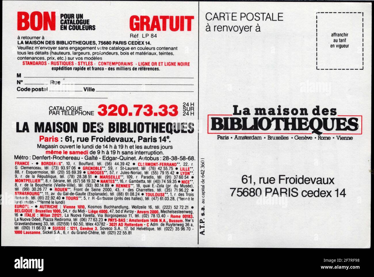 Carte ancienne la Maison des bibliothèques Photo Stock - Alamy