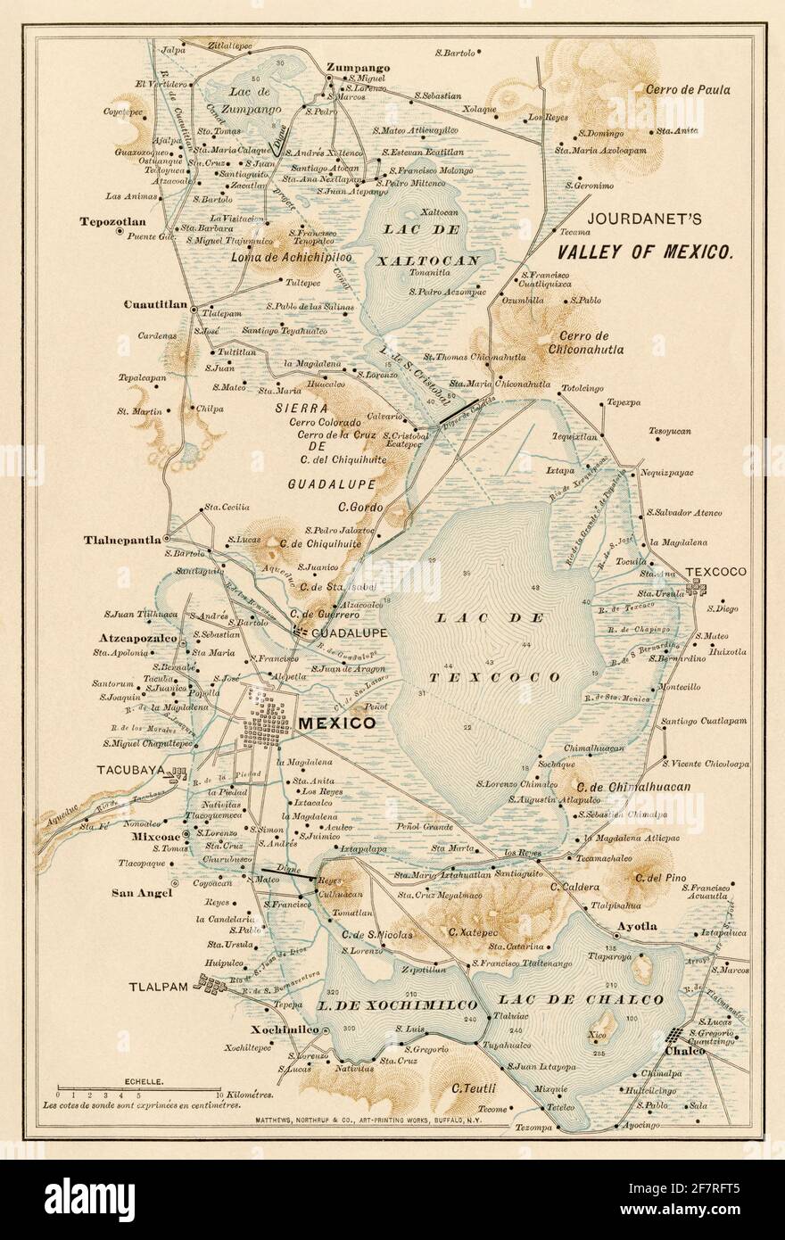 Empire aztèque dans la vallée du Mexique après la conquête espagnole. Lithographie de couleur Banque D'Images