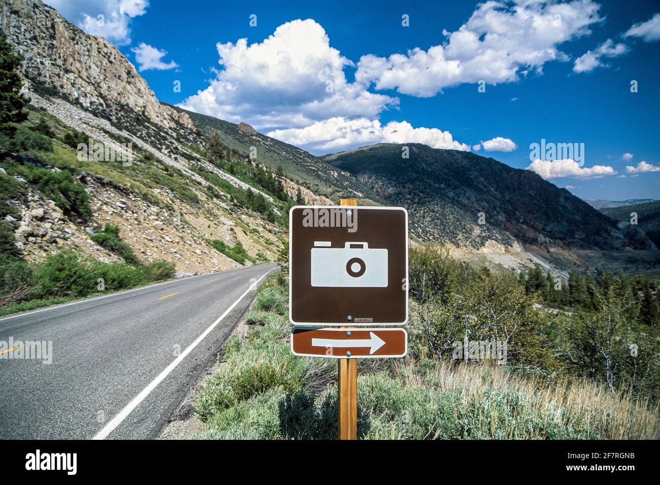 Point d'affichage de la photo, Tioga Pass, parc national de Yosemite, Californie, États-Unis Banque D'Images