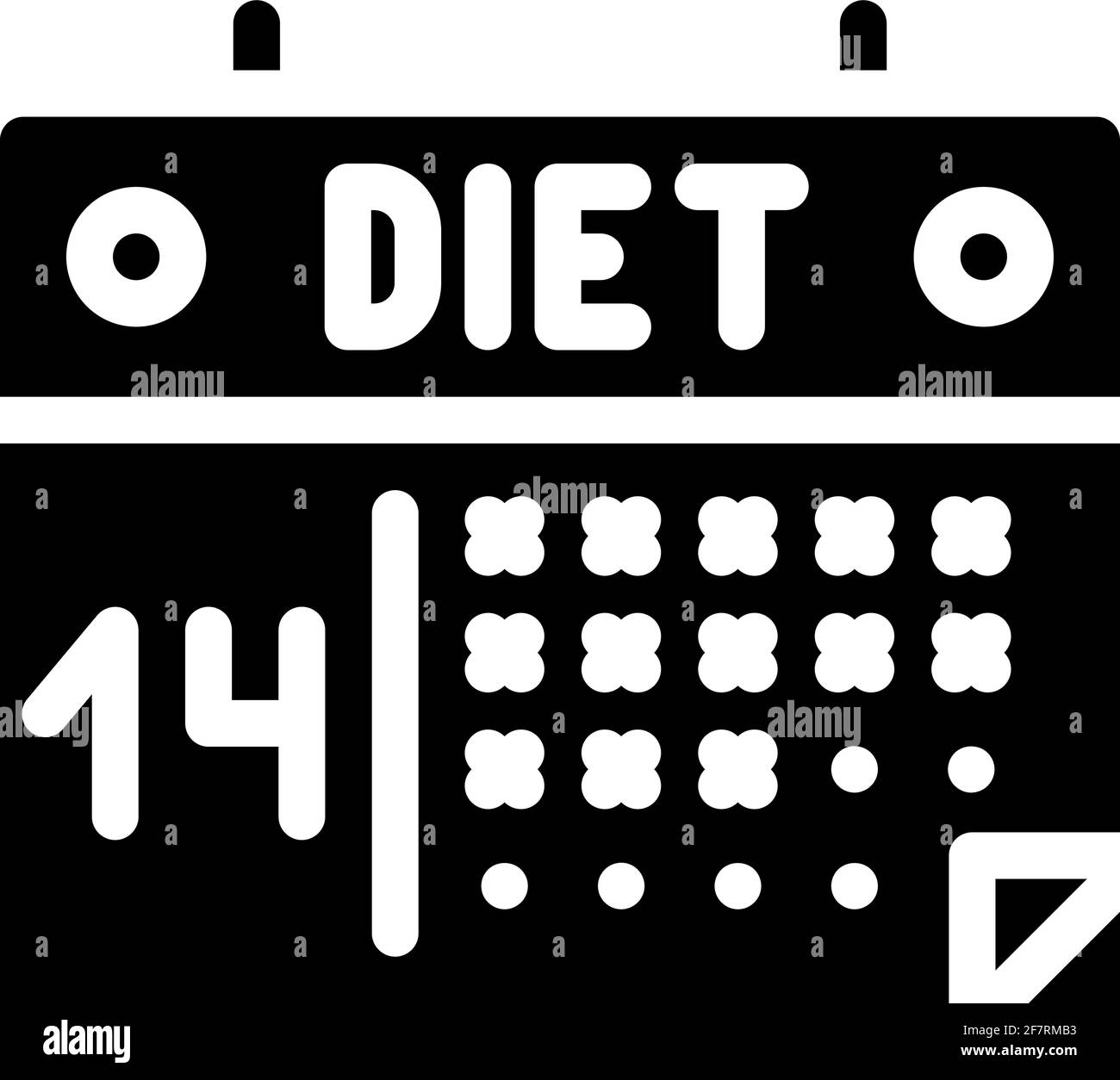 calendrier diète glyphe icône illustration vecteur noir Illustration de Vecteur