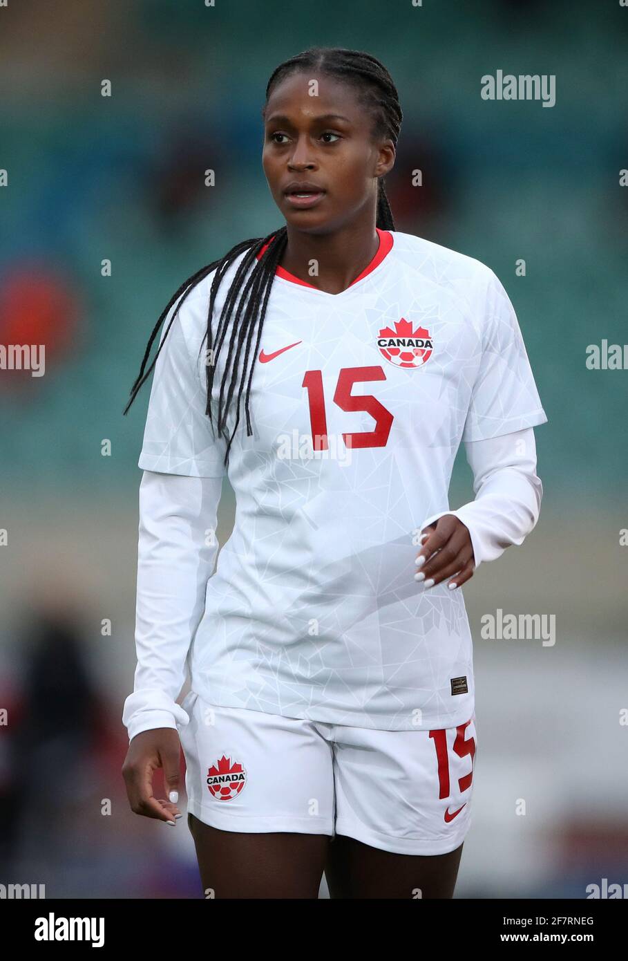 Le Prince Nichelle du Canada pendant le match amical international des femmes au stade Leckwith, au pays de Galles. Date de la photo: Vendredi 9 avril 2021. Voir PA Story SOCCER Wales Women. Le crédit photo devrait se lire comme suit : Nick Potts/PA Wire. RESTRICTIONS : utilisation éditoriale uniquement, aucune utilisation commerciale sans le consentement préalable du détenteur des droits. Banque D'Images