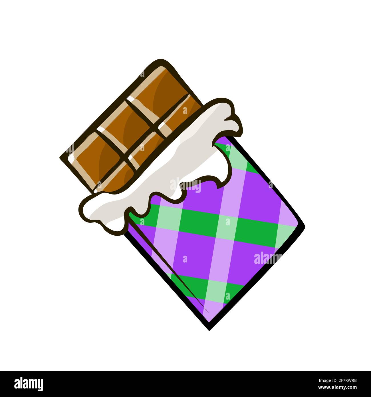 Délicieux chocolat dans un paquet ouvert sur fond blanc. Dessert sucré. Illustration d'art pop de dessin animé à vecteur isolé Illustration de Vecteur