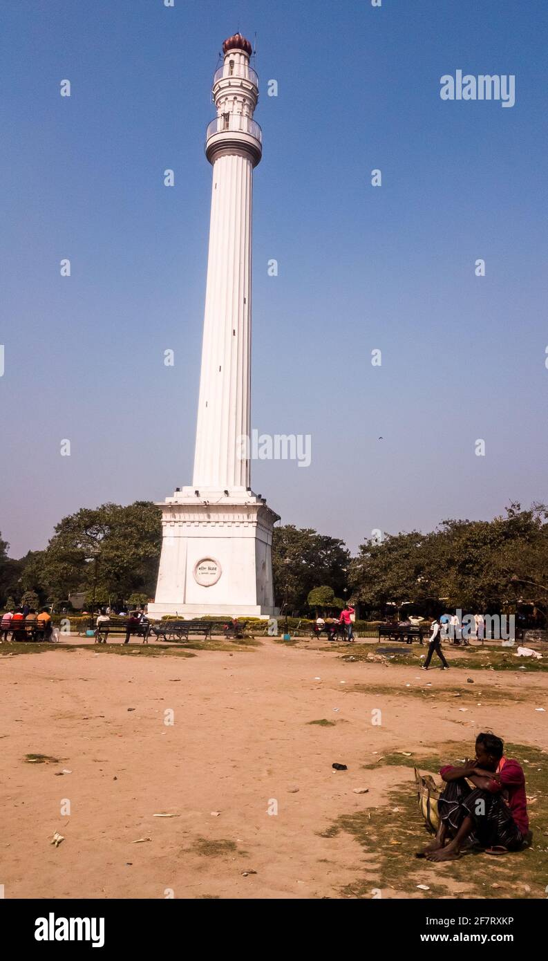 Kolkata, Bengale-Occidental, Inde - janvier 2018: Le pilier historique de Shaheed Minar à l'Esplanade dans la ville de Kolkata. Banque D'Images