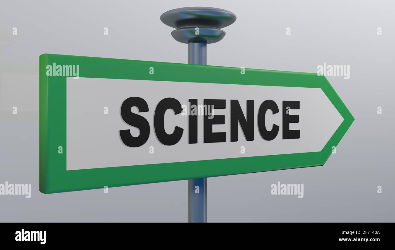 SCIENCE flèche verte signe de rue - illustration de rendu 3D Banque D'Images