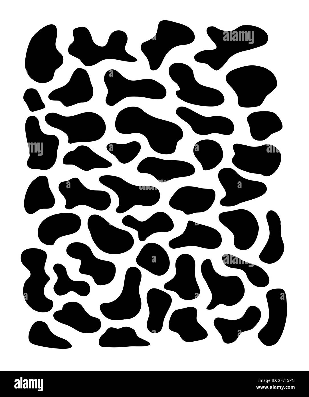 Taches noires irrégulières, taches, taches d'encre. Formes organiques. Taches, motifs mouchetés. Gouttes de liquide, galets, silhouette de pierre. Encre basique simple aléatoire smo Illustration de Vecteur