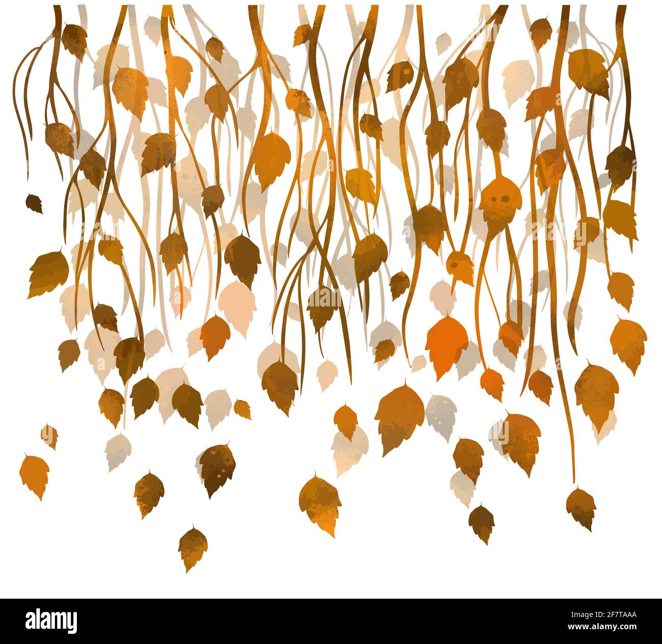 Toile de fond de la saison des vecteurs avec branches d'arbre, feuilles d'orange, branches décoratives de bouleau. Illustration vectorielle Illustration de Vecteur
