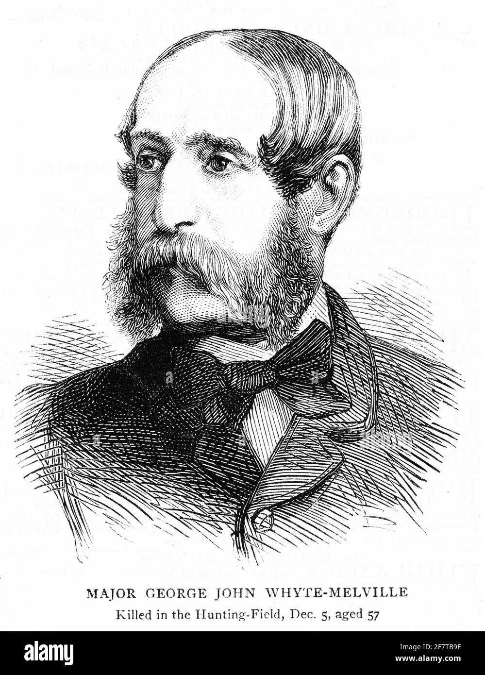 Portrait gravé du major George John White-Melville, tué dans le champ de chasse, le 5 décembre 1879 Banque D'Images