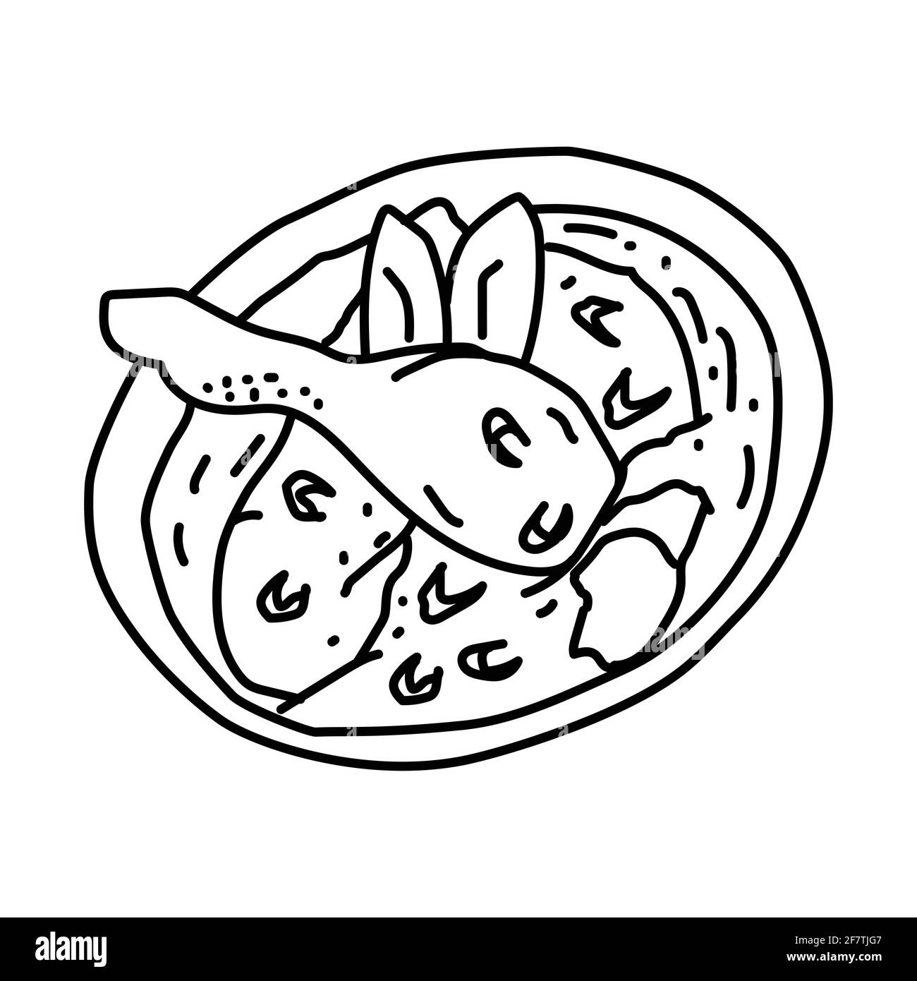 Opor ayam indonésien Food jeu d'icônes dessinées à la main Vector. Illustration de Vecteur