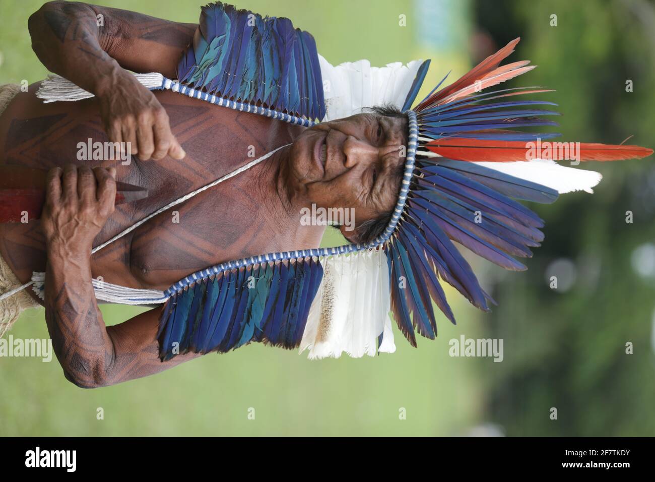 salvador, bahia / brésil - 29 mai 2017: Les Indiens de diverses tribus et groupes ethniques de Bahia campent à Salvador (BA) pour discuter de la conjoncture politique Banque D'Images
