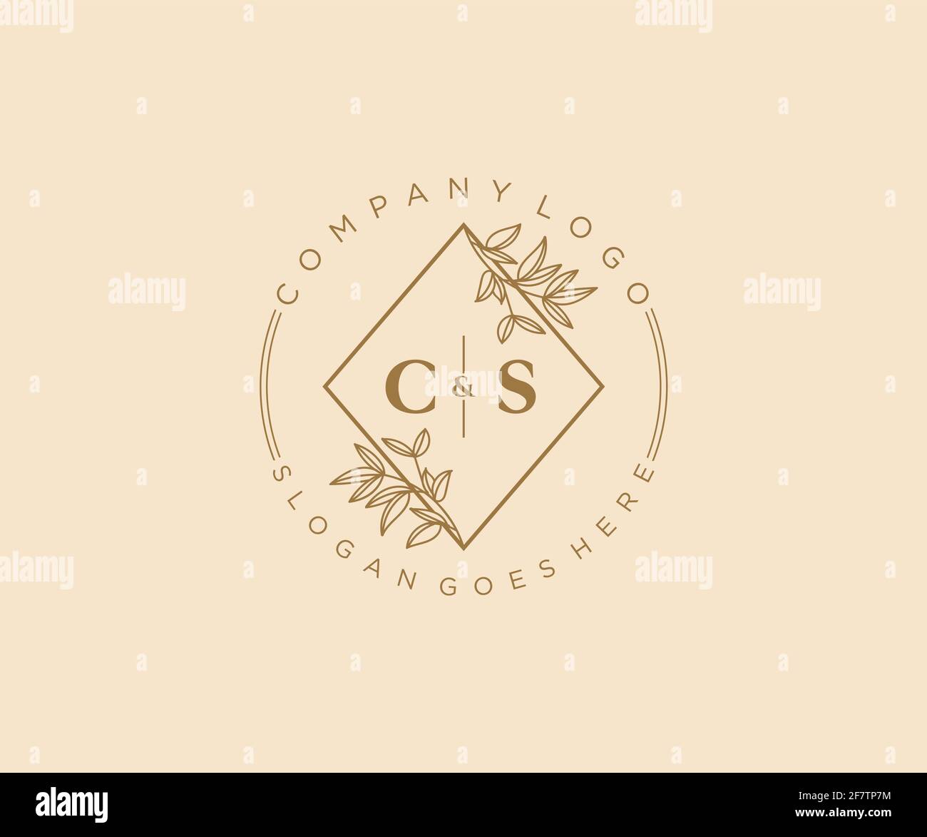 LETTRES CS beau floral féminin modifiable préfabriqué logo monoline convient pour spa salon de beauté de cheveux de peau boutique et de cosmétique compagnie. Illustration de Vecteur