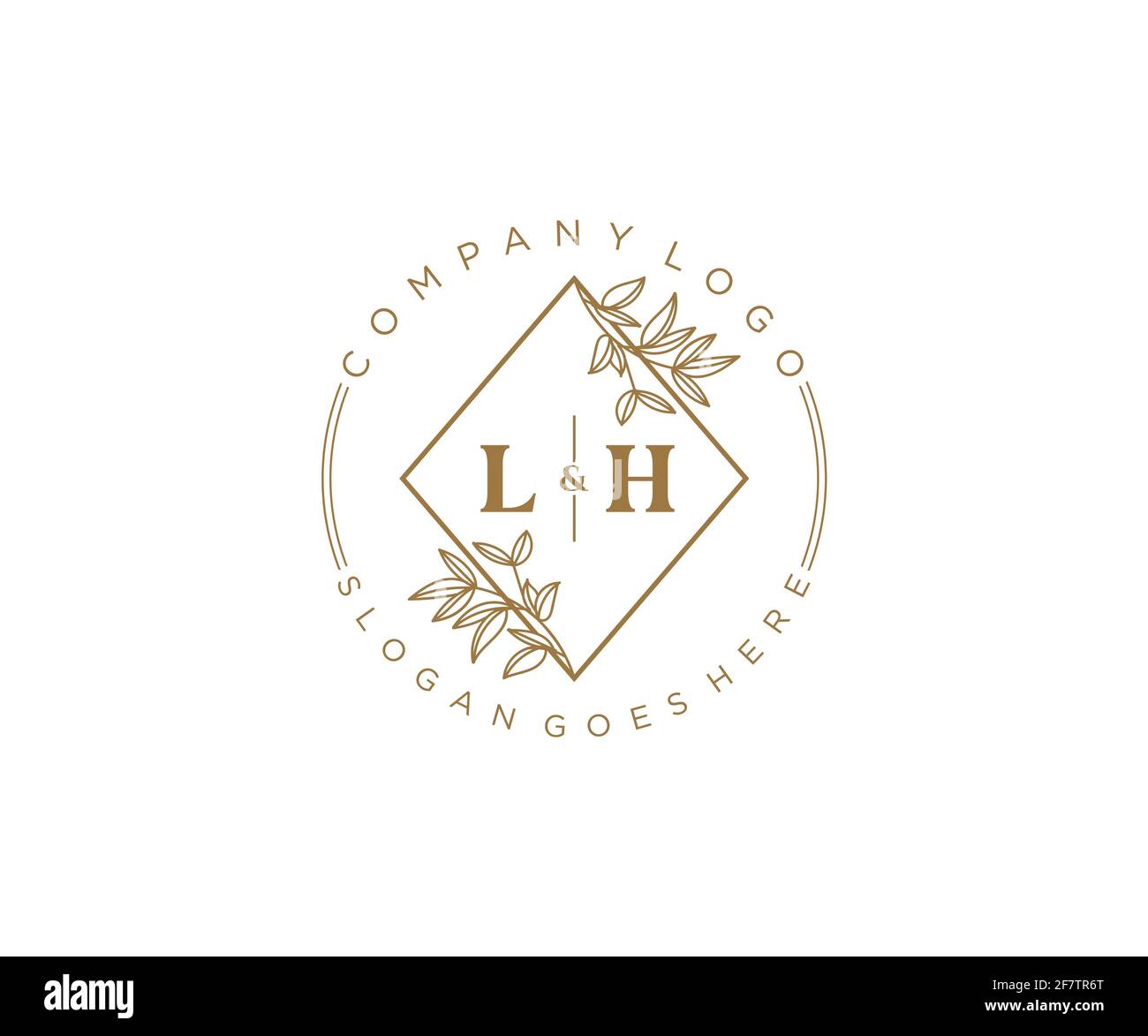 Lettres LH belle fleur féminine modifiable préfabriqué logo monoline convient pour spa salon peau beauté cheveux boutique et compagnie cosmétique. Illustration de Vecteur