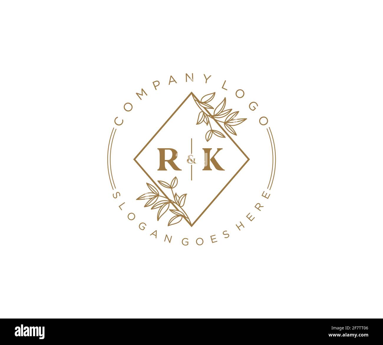 RK lettres beau floral féminin modifiable préfabriqué logo monoline convient pour spa salon peau beauté cheveux boutique et compagnie cosmétique. Illustration de Vecteur