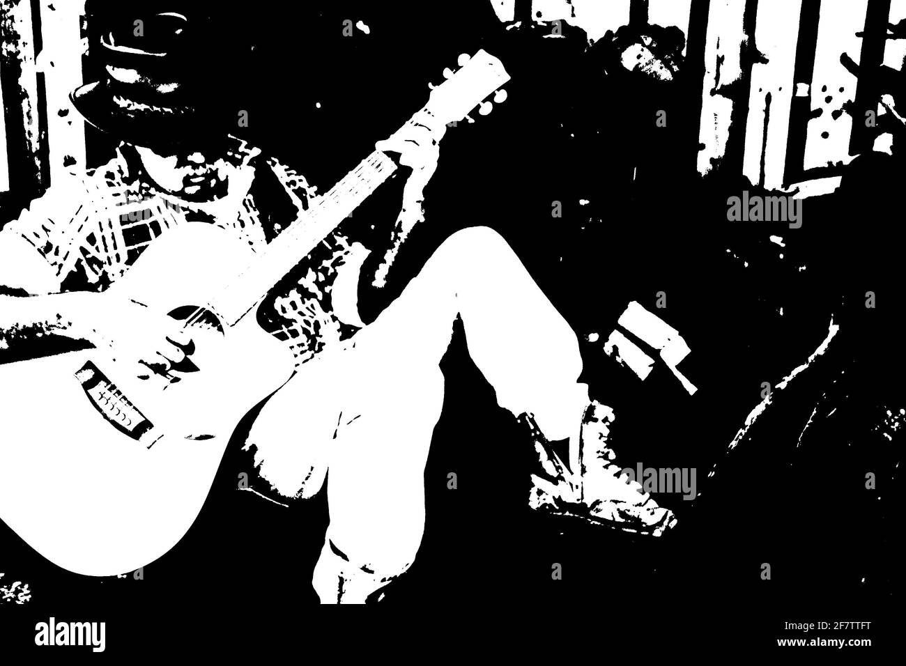 Guitariste noir et blanc Photo Stock - Alamy