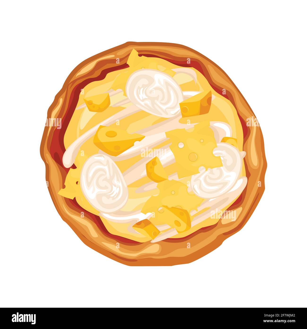 Pizza au fromage entière et avec une pièce coupée, le fromage s'étire appétissamment, avec des morceaux de mozzarella et du fromage dur. Illustration de Vecteur Pizza au fromage entière et avec une pièce coupée, le fromage s'étire appétissamment, avec des morceaux de mozzarella et du fromage dur. Illustration de Vecteur